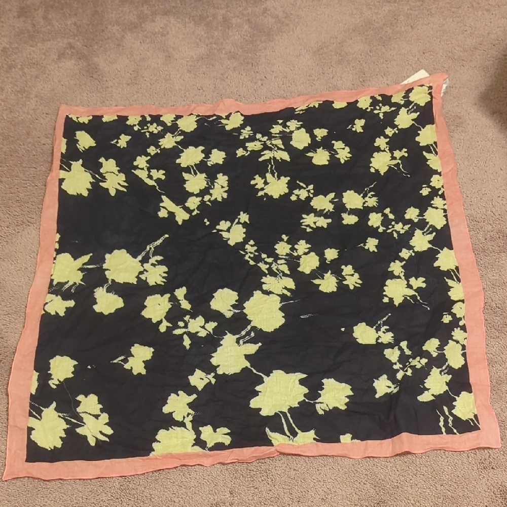 Nordstrom Open Edit Black, Yellow, And Coral Floral Scarf